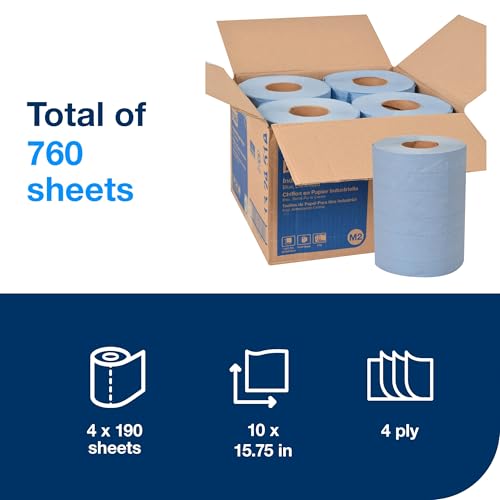 Tork Paper Wiper Centerfeed Blue M2, High Absorbency, 4 x 190 Feet, 132451A - size: 10 inches (Case of 4 Rolls)