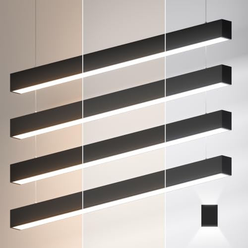 4FT LED Linear Light,50/45/40/35/30W Up and Down Light,3/4/5000K - color: Black, size: 4FT4P