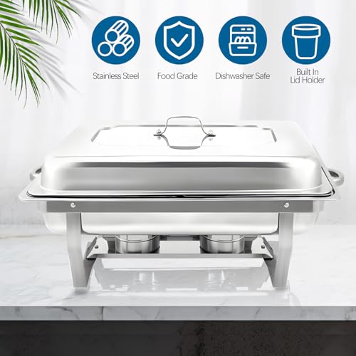 Chafing Dish for Buffet, 6 Pack 9QT Stainless Steel Chafing Servers - size: 6 Pack Silver