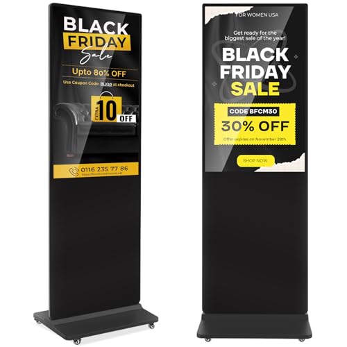 43 inch 4K Indoor Digital Signage LCD Screen IPS Floor Standing Digital Kiosks Interactive Displays with WiFi HDMI/USB Input Auto AD Player, Android OS Black - color: Black, size: 43 inch-4K, style: NonTouch-Screen