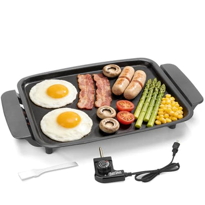 AshGlen Small Electric Griddle Nonstick, Griddle Pan Electric, Parrilla Eléctrica Para Cocinar, 12-Inch Ceramic Coating Pancake Griddle Electric, Indoor Griddle Grill Electric, PFOA Free, Graphite