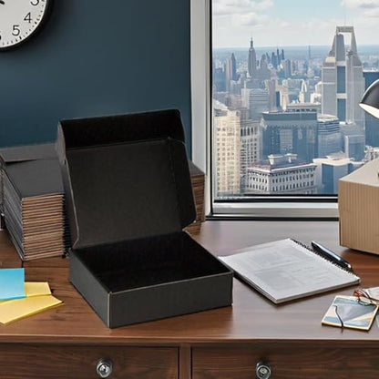 12x8x2 Black Shipping Boxes for Small Business, Packing, 25 Pack - color: Black, size: 12x8x2 inch