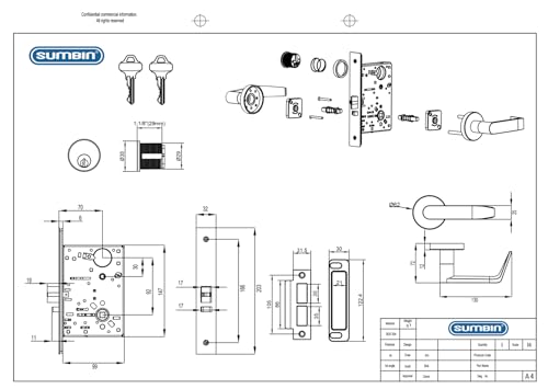 Office Commercial Door Locks Heavy Duty Grade 1 Lever Lock, Non-Handed, UL 3 Hour Fire Rated, ADA Compliant, Matt Bronze Finish (Office) - color: Office-ED