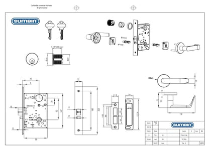 Commercial Heavy Duty Modern Mortise Lock Stainless Steel for Classroom F05 - color: Sectional/Classroom Function
