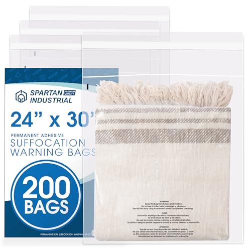 24" X 30" (200 Count) Self-Seal Clear Poly Bags With Suffocation Warning - size: 24" x 30"