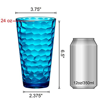 Amazing Abby - Iceberg - 24-Ounce Plastic Tumblers (Set of 8), Mixed-Color High-Balls, Reusable, Stackable, BPA-Free, Shatter-Proof, Dishwasher-Safe - color: Mixed-Color