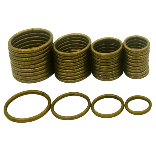 40pcs 4 Sizes O Rings Welded Strong Metal Heavy Duty Round Ring for Pet Collars Buckle Belts Strap Webbing Sewing - color: Bronze Assorted in 4 Sizes 40pcs