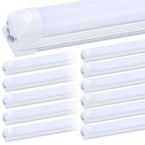 (12-Pack), 8FT LED Shop Light Fixture, Super Bright 100W 6000K Cold White 15000LM, 8 Foot Led Lights, Flat 2 Rows Flat Shape 96" LED Shop Lights,Linkable T8 LED Tube Lights for Garage Warehouse - size: 8FT 12PCS Frosted Cover