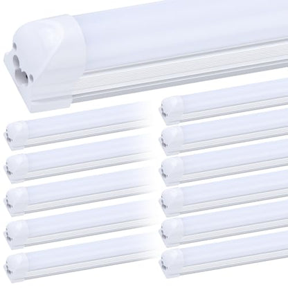 (12-Pack), 8FT LED Shop Light Fixture, Super Bright 100W 6000K Cold White 15000LM, 8 Foot Led Lights, Flat 2 Rows Flat Shape 96" LED Shop Lights,Linkable T8 LED Tube Lights for Garage Warehouse - size: 8FT 12PCS Frosted Cover