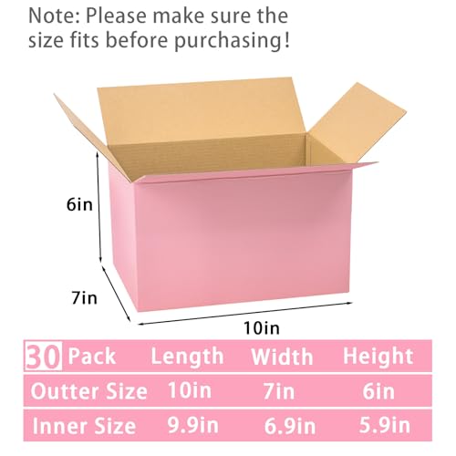 Pink Shipping Boxes Medium 10x7x6 Inches, 30 Pack Corrugated Cardboard Boxes for Packaging Small Business Mailing - color: Pink, size: 10x7x6 Inch