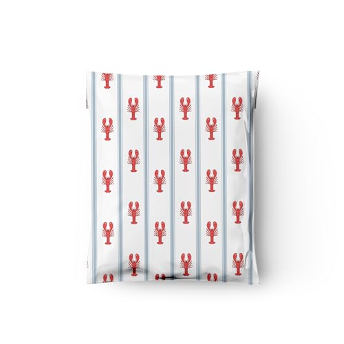 10x13 (100) Lobsters Designer Poly Mailers Waterproof Self Sealing Tear Resistant Polymailers Shipping Envelopes Premium Printed Bags For Small Businesses - color: Lobsters, size: 10x13 inches