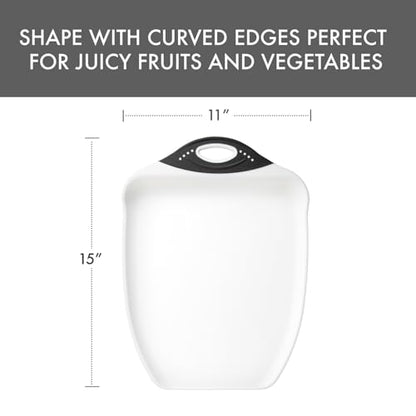 Dexas Chop & Scoop Cutting Board with Non-Slip Feet, 15 x 11 Inch, BPA-Free Dishwasher Safe Kitchen Prep Board, White and Black - color: White, size: 15"L x 11"W