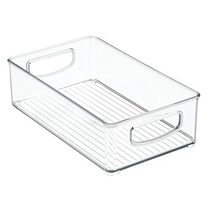 mDesign Small Plastic Baby Nursery and Food Organizer -Storage Holder Bin with Handles for Closet, Cupboard, Cabinet, Drawers, Shelves - Holds Canned Food, Bottles, Formula - Ligne Collection, Clear - size: 10 x 6 x 3 (Pack of 1)