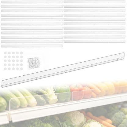 Nalwort 22 Pcs Retail Gondola Shelving Front Fence, Clear PET Shelf Fence with 1/4" Holes and Screws, Front Lips Barrier for Retail Store Display Rack, 3" H x 48" L - size: 3" H x 48" L