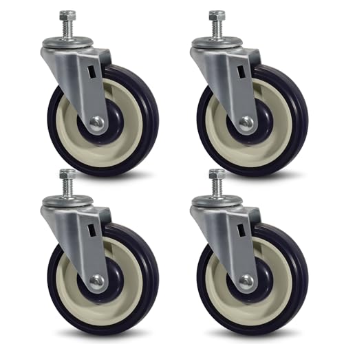 SY America 5" Shopping Cart Replacement Wheels,Stem Casters Swivel Casters Set of 4 Heavy Duty Castors,Load Capacity 1400 lbs (Navy&Beige) - color: Navy&Beige, size: 4 Swivel