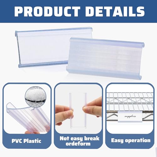 60 Pcs Wire Shelf Label Holder, Metro Shelf Clips with Paper Inserts - color: 3 X 1.3in