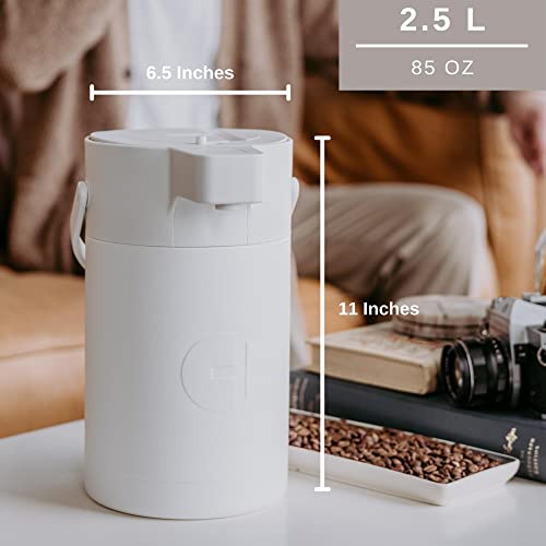Airpot Coffee Dispenser with Pump, 85 OZ Stainless Steel Coffee Carafe - color: White