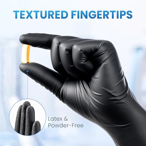 Borje Nitrile Gloves Medium, 1000 Count Disposable Gloves, Black - color: Black of 1000, size: Medium
