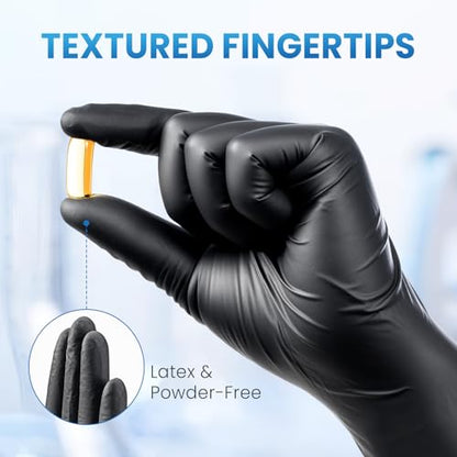 Borje Nitrile Gloves Large, 1000 Count Disposable Gloves, Black - color: Black of 1000, size: Large