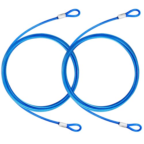 4.7mm(3/16") Steel Security Cable with Loops, Bike Lock Cable, 2Pack - color: Blue, size: 6FT-(2Pack)