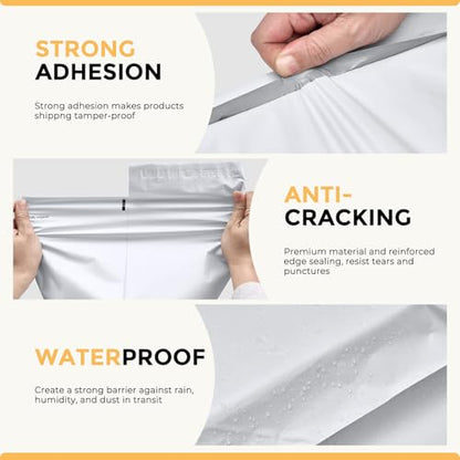 Metronic Poly Mailers 14.5x19 100Pcs White Large Shipping Bags for Clothes - color: White, size: 14.5x19 100PC - Upgraded Version