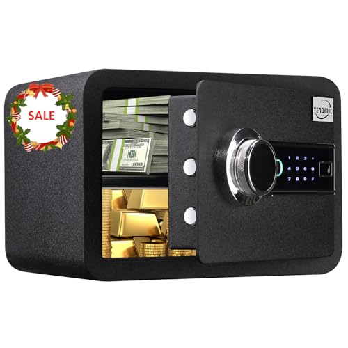 Tenamic Biometric Fingerprint Safe Box 0.85 Cubic Feet Fireproof Waterproof Safe Box with Induction Light and Leather, Solid Alloy Steel Office Hotel Home Cabinet Safe, Black - size: 0.85 cuft Biometric