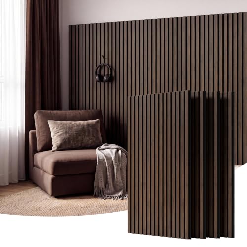 Amsleekey 4-Pack 47.2″x23.6″ Acoustic Wood Wall Panels,8 Hooks, Dark Walnut - color: Dark Walnut, size: 47.2 x 23.6 in - 4 pcs