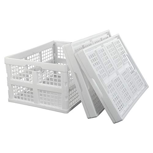 Asking 3-Pack 30 L Plastic Stacking Collapsible Crate, White - color: White, size: 30 L