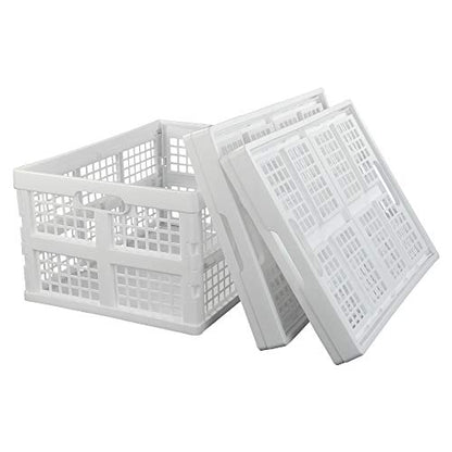 Asking 3-Pack 30 L Plastic Stacking Collapsible Crate, White - color: White, size: 30 L