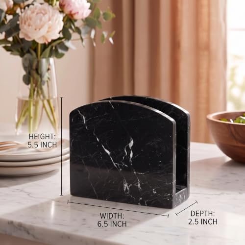 Radicaln Marble Napkin Holder for Table 6.5" Paper Napkin Dispenser Stand - color: Black