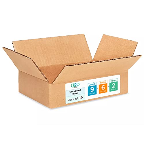 Small Moving & Shipping Boxes 9x6x2 inches (10-Pack) - Extra Strength 200 lb vs Regular - Corrugated Cardboard Boxes for USPS/UPS/FEDEX - Packaging Box - Small Shipping Box by IDL Packaging - size: 9 * 6 * 2" (Small Boxes)