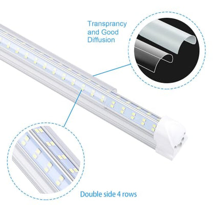 T8 LED Light Tube, 4FT 60W, 6500Lm, 6500K Cool White Clear Cover, 4FT Tube Light,Linkable Integrated Fixture,T8 LED Shop Light for Garage,Warehouse,25PCS - size: 4FT 25PCS Clear Cover
