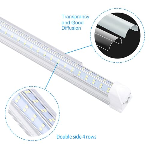 T8 LED Light Tube, 4FT 60W, 6500Lm, 6500K Cool White Clear Cover, 4FT Tube Light,Linkable Integrated Fixture,T8 LED Shop Light for Garage,Warehouse,25PCS - size: 4FT 25PCS Clear Cover