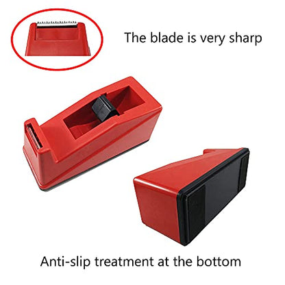 DBKMPZ Classic Desktop Tape Dispenser,1 in Core,Non-Skid Base - with 1 Premium Rolls Invisible Clear Tape, Perfect for Office, Home, School (Red)