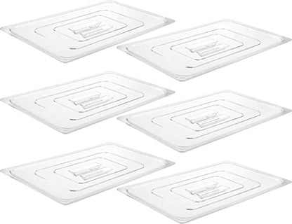 CURTA 6 Pack NSF Food Pan Cover, Full Size Clear Polycarbonate Lid with Handle for Commercial Food Pan, Dishwasher & Freezer Safe Plastic Clear - color: Full Size, size: Handled Lids