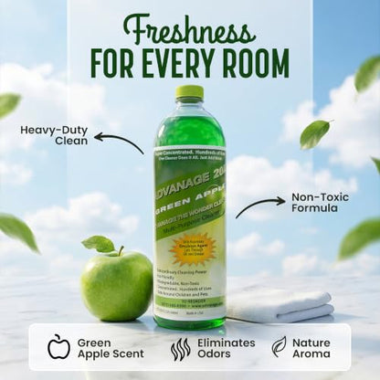 Advanage 20X All Purpose Cleaner Concentrate – The Wonder Cleaner 32 fl oz Green Apple Cleaning Supplies for Bathroom Cleaner, Floor Cleaner, Multipurpose Cleaner | Made in USA Multisurface Cleaner - size: 32 Fl Oz (Pack of 1)