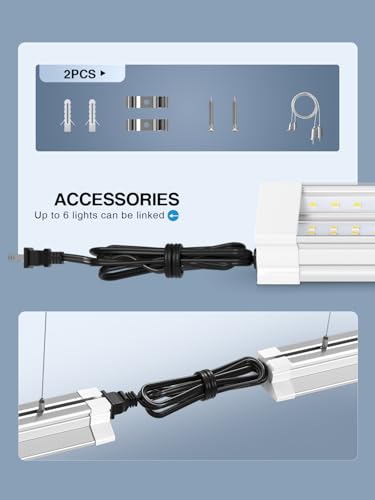 60W 4 Foot Led Shop Lights 2Pack Linkable Ceiling Or Hanging Mount for Shop - size: 4FT-2PACK