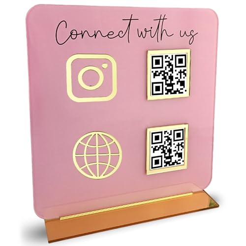 Skywin QR Code Sign for Business, Cash App QR Code Sign Stand - Pink - color: Pink