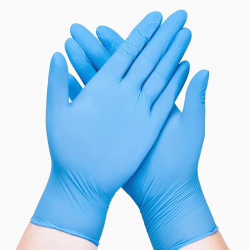 SwiftGrip Disposable Nitrile Exam Gloves, Blue, Latex Free, Medical Gloves for Cleaning, Food-Safe, Powder Free, Non-Sterile - size: Large