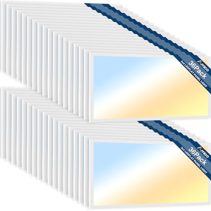 Amico 36 Pack 2x4 LED Flat Panel Light with 3CCT Selectable, 50W, UL/FCC - size: 2x4
