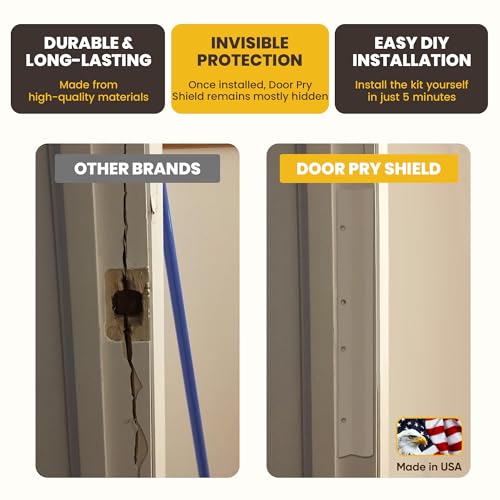 Door Armor 12″ Pry Shield Door Security Accessory – Heavy Duty Steel Lock Protector, Prevents Pry Attacks, Easy 5-Minute Installation, Satin Nickel