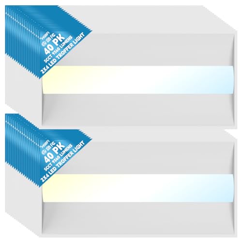 40Pack 2x4 LED Troffer Center Basket Panel,5 Color Tunable 3500K/4000K/5000K,Watt Adjustable,50W/60W/72W-Up to 10800 Lumens,0-10V Dimmable Recessed Back-Lit Drop Ceiling Light,ETL Qualified - size: 2x4 40Pack