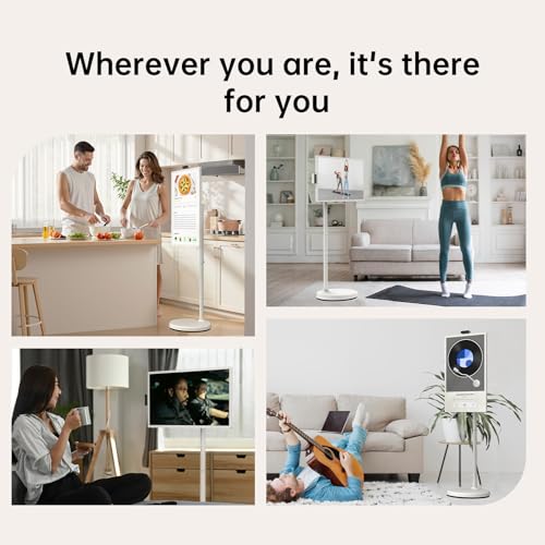 ApoloSign 32 inch FHD Smart Portable TV Gen2, 16G +128G Storage, Android 16, 15000mAh, Rolling TV on Wheels with Rotatable Touch Screen, Built-in Battery, Full Swivel Rotation, Voice Remote