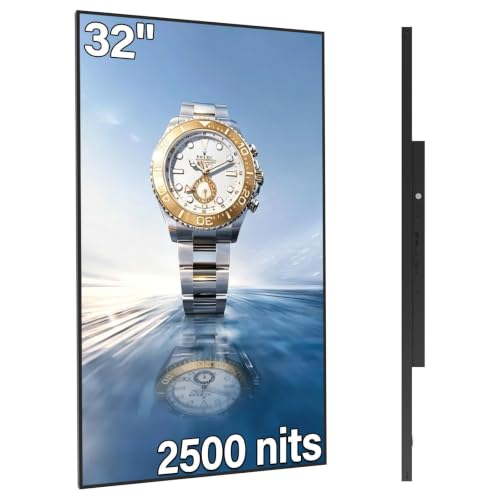 32 Inch Wall Mount Digital Signage 2500nits Slim Frameless Advertising - size: 32"