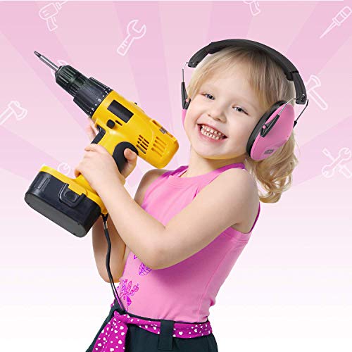 Dr.meter Noise Cancelling Headphones for Kids: SNR27.4 Kids Ear Protection - color: Pink