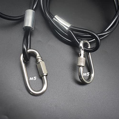 20 inch (50cm) 5mm Stainless Security Cables Tether,Braided Steel Vinyl Coated Safety Strap Luggage Lock,Flexible Wire Lead Chain Leash with Double Loops, Clear 4Pcs - color: Clear, size: 5mm-20in(4pcs)