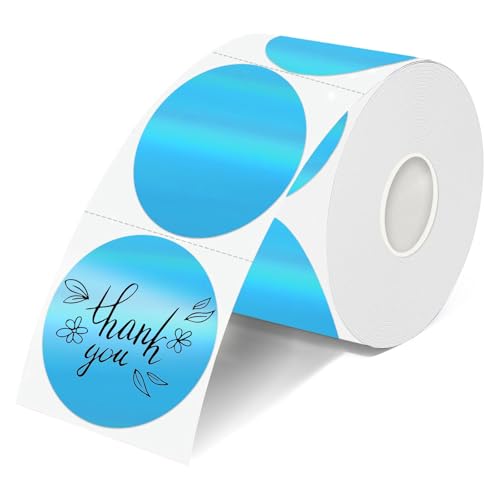 2 Inch Round Holographic Thermal Labels, Waterproof Direct Thermal Stickers, Self-Adhesive Circle Label for Small Business DIY Logo QR Code, Blue (200 Pcs/Roll) - color: Holographic Blue, size: 2 Inch