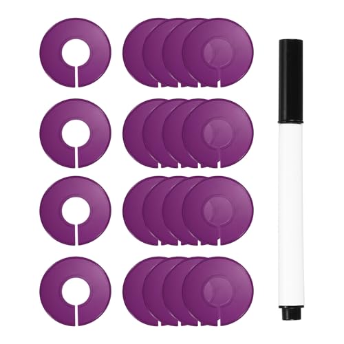 uxcell Clothes Dividers,20 Pack Round Closet Rack Dividers Clothing Rack Size Dividers Blank Labels with Marker Pen Writable & Reusable for Hanging Clothes Sorting Size, Purple - color: Purple