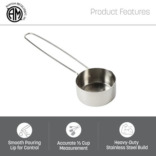 American METALCRAFT, Inc. American Metalcraft MCL13 Stainless Steel Measuring Cup, 1/3-Cup, Silver - size: 1/3 Cup