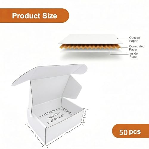 Small White Boxes 6x4x3 Inches 50 Pack - size: 6x4x3 inches